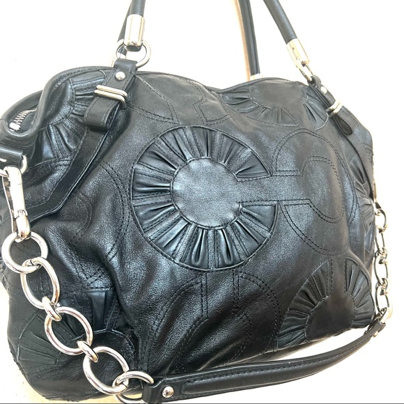 Coach Black MADISON Embellished SOPHIA Leather Tote Purse B#28 - Picture 5 of 15